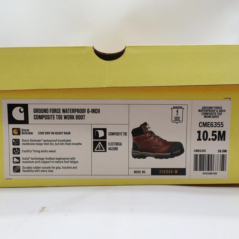 Carhartt Work Boots Mens 10.5 M Ground Force Waterproof Composite Toe CME6355